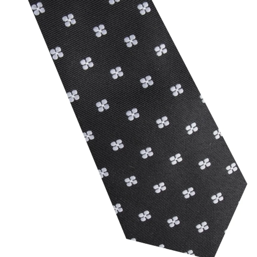 Elegant Black and White Patterned Tie New